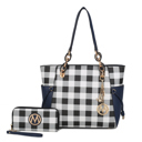 Navy Blue MKF Collection Yale Tote Bag with Wallet Set 