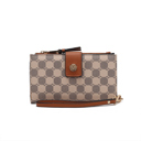 Cognac Brown Printed MKF Collection Solene Monogram Wristlet