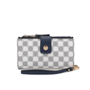 Navy Printed MKF Collection Solene Monogram Wristlet