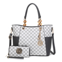 Charcoal Gray Printed MKF Collection Merlina Tote Bag and Wallet Set By Mia K.