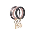 Charcoal Pink Mauve MKF Collection Jasmine Bangle Bracelet Keyring Set