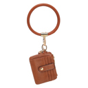 Cognac Brown Brown MKF Collection Jordyn Bracelet Keychain with a Credit Card Holder