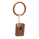 Cognac Brown Brown MKF Collection Jordyn Bracelet Keychain with a Credit Card Holder