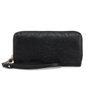 Black Floral MKF Collection Ellie Genuine Leather Flower-Embossed Women’s Wristlet Wallet by Mia K 