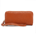 Camel Floral MKF Collection Ellie Genuine Leather Flower-Embossed Women’s Wristlet Wallet by Mia K 