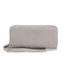 Light Gray Floral MKF Collection Ellie Genuine Leather Flower-Embossed Women’s Wristlet Wallet by Mia K 