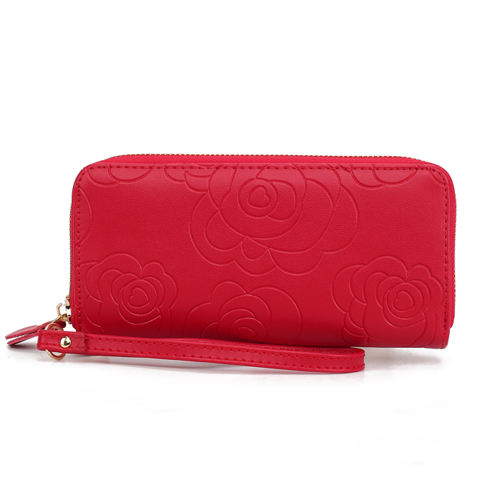 MKF Collection Ellie Genuine Leather Flower-Embossed Women’s Wristlet Wallet by Mia K