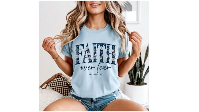 Faith Over Fear Christian Comfort Colors T-Shirt, Faith Shirt for Women, Inspirational Graphic Tee