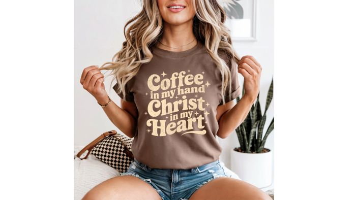 Coffee in my hand Comfort Colors Christian Graphic T-Shirt, Christian T-Shirt for Women, Religious Gift, Short Sleeve Top
