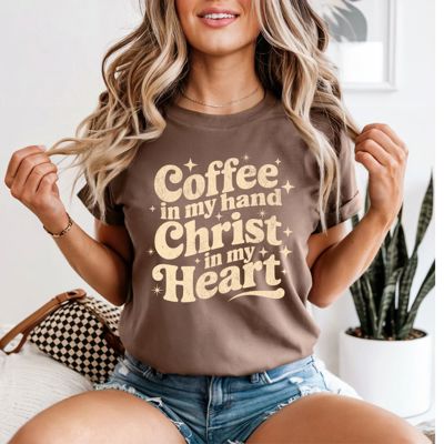 Coffee in my hand Comfort Colors Christian Graphic T-Shirt, Christian T-Shirt for Women, Religious Gift, Short Sleeve Top