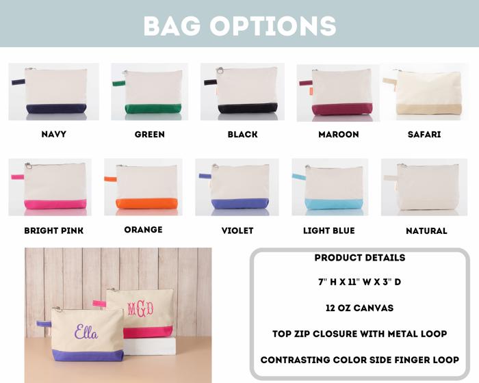Personalized Makeup Bag | Embroidered Monogram Cosmetic Pouch