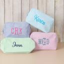  Personalized Embroidered Makeup Bag, Seersucker Cosmetic Bag, Personalized Gift Toiletry Bag Women, Bridesmaid Gift, Makeup Organizer Mom Gift