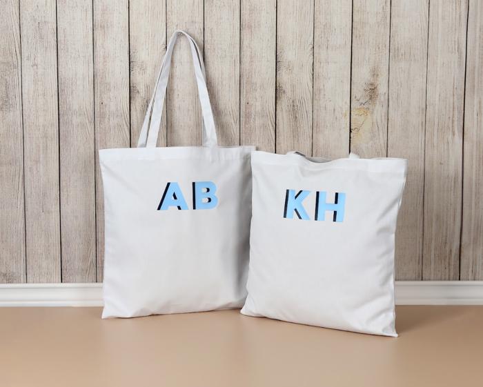 Personalized Canvas Tote Bag with Shadow Monogram