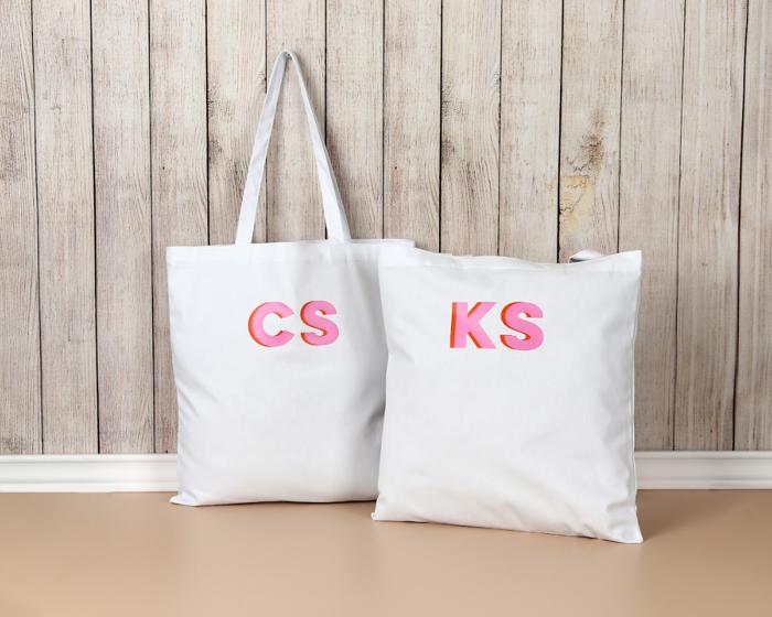 Personalized Canvas Tote Bag with Shadow Monogram