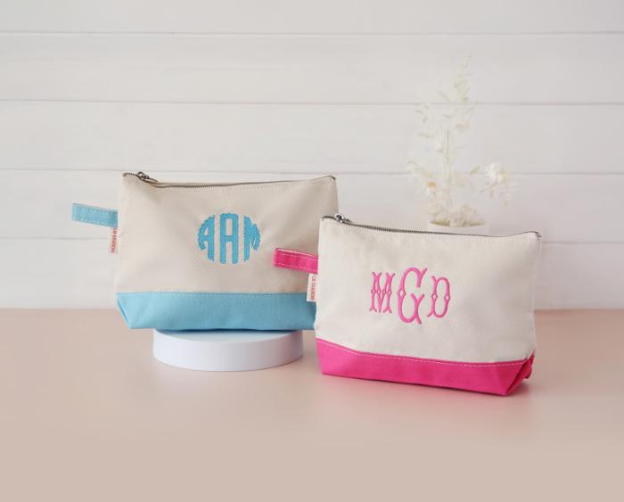 Personalized Makeup Bag | Embroidered Monogram Cosmetic Pouch
