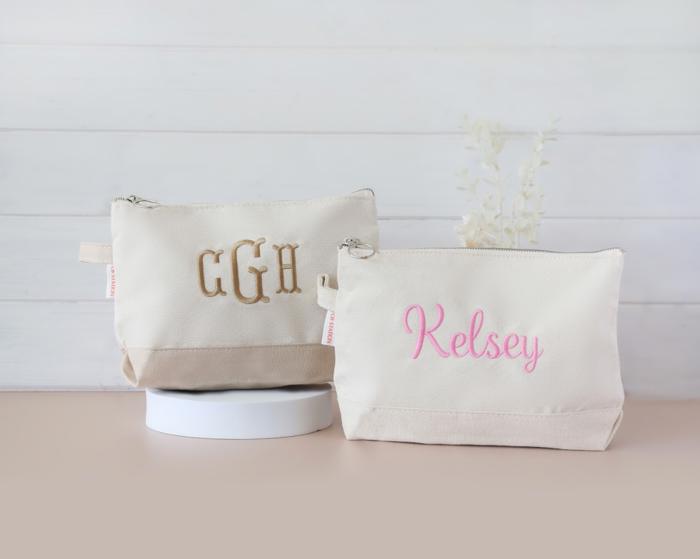 Personalized Makeup Bag | Embroidered Monogram Cosmetic Pouch