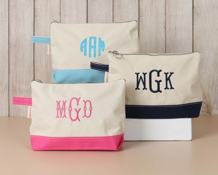 Personalized Makeup Bag | Embroidered Monogram Cosmetic Pouch