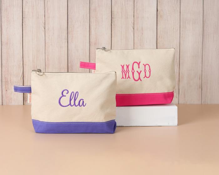 Personalized Makeup Bag | Embroidered Monogram Cosmetic Pouch