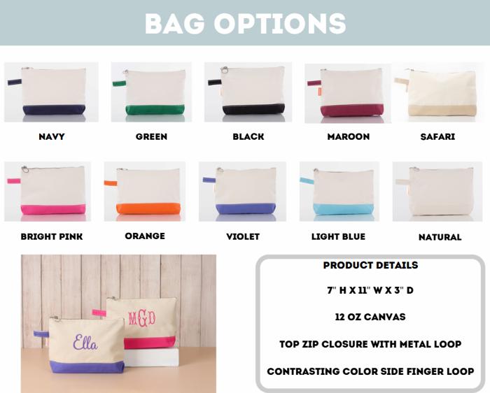 Personalized Makeup Bag | Embroidered Monogram Cosmetic Pouch