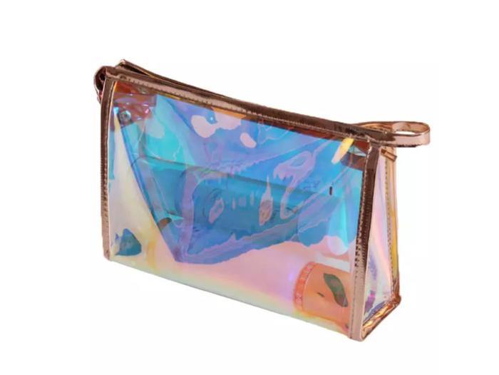 Personalized Holographic Makeup Bag – Clear Bag, Gift for Her, Bridesmaid, Personalized Cosmetic Bag