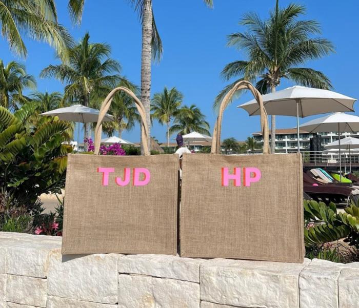 Jute Carryall Bag, Personalized Shadow Monogram