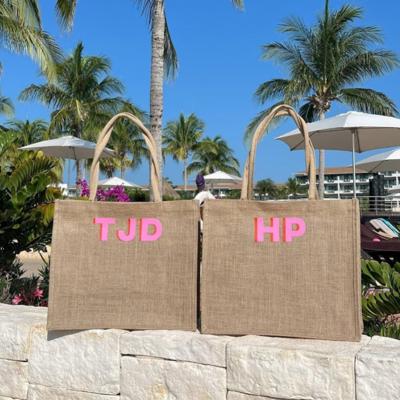 Jute Carryall Bag, Personalized Shadow Monogram