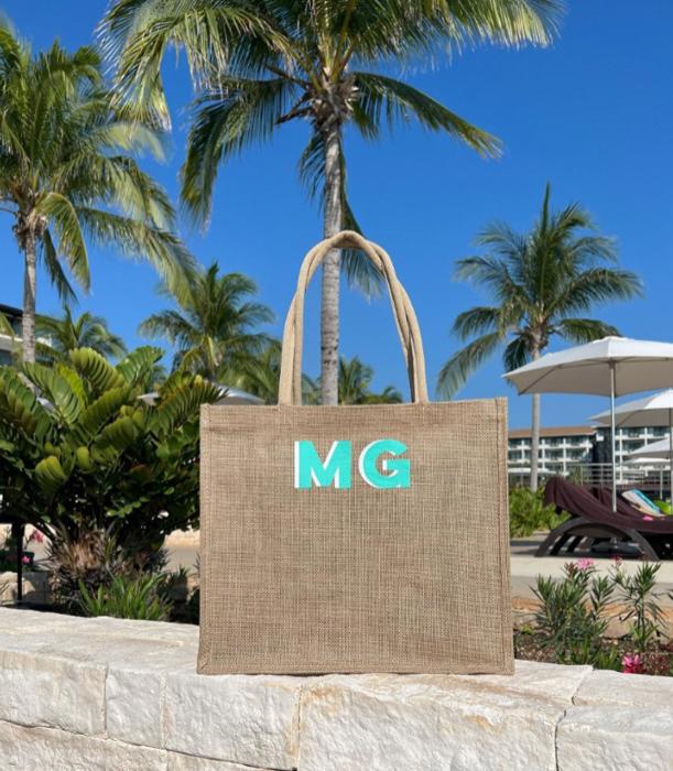 Jute Carryall Bag, Personalized Shadow Monogram