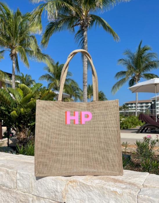 Jute Carryall Bag, Personalized Shadow Monogram