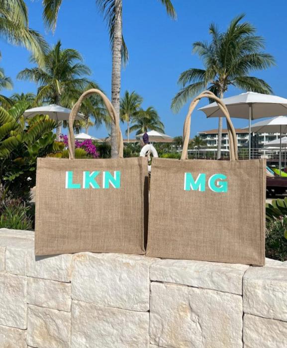 Jute Carryall Bag, Personalized Shadow Monogram
