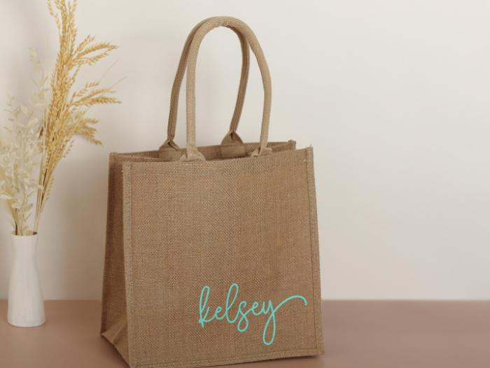 Personalized Jute Tote Bag, Bridesmaid Gift, Bridal Party Bag, Gift for Her, Everyday Tote