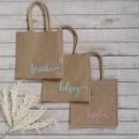  Personalized Jute Tote Bag, Bridesmaid Gift, Bridal Party Bag, Gift for Her, Everyday Tote