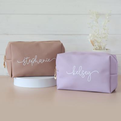 Personalized Makeup Bag | Custom Vegan Leather Cosmetic Bag for Bridesmaid Gifts