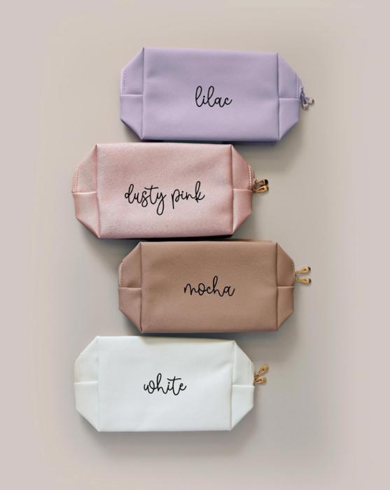 Personalized Makeup Bag | Custom Vegan Leather Cosmetic Bag for Bridesmaid Gifts