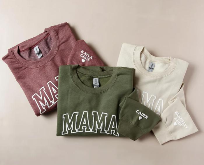 Mama Sweatshirt with Names on Sleeve