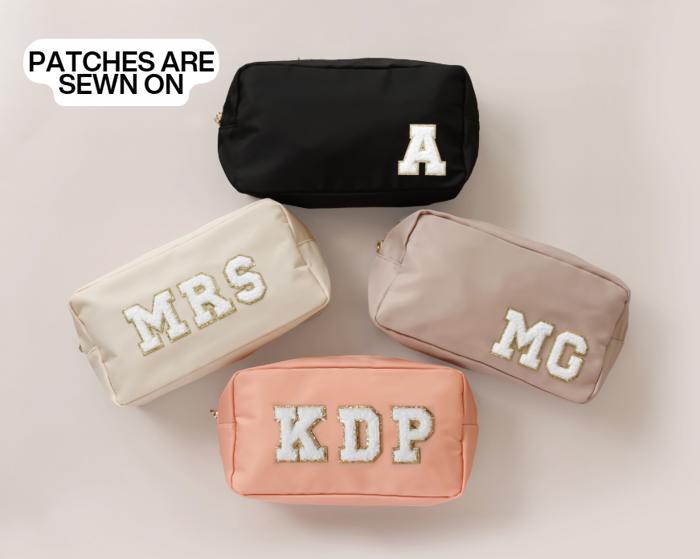 Makeup Cosmetic Bag, Chenille Letters, Travel Bag, Toiletry Bag