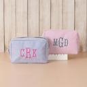  Personalized Embroidered Makeup Bag, Seersucker Cosmetic Bag, Personalized Gift Toiletry Bag Women, Bridesmaid Gift, Makeup Organizer Mom Gift, Stocking Stuffer