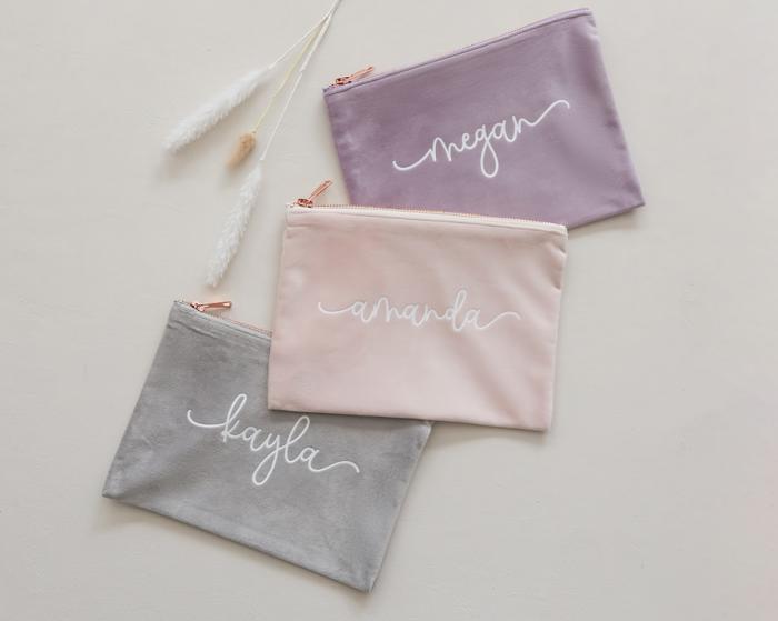 Personalized Velvet Cosmetic Bag - Ideal for Travel, Stylish & Durable, Stocking Stuffer