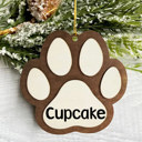  Personalized Paw Print Christmas Wood Ornament