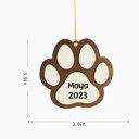  Personalized Paw Print Christmas Wood Ornament