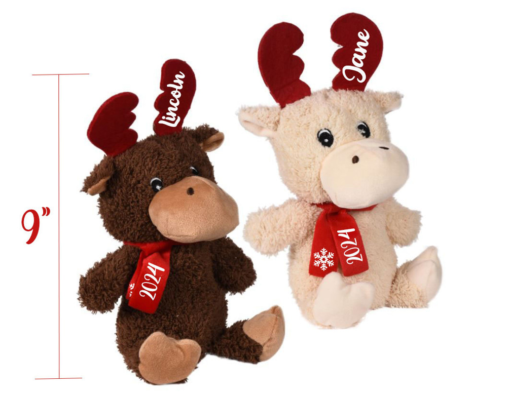 Personalized 2024 Christmas Chocolate Scented Moose/ Christmas Plush