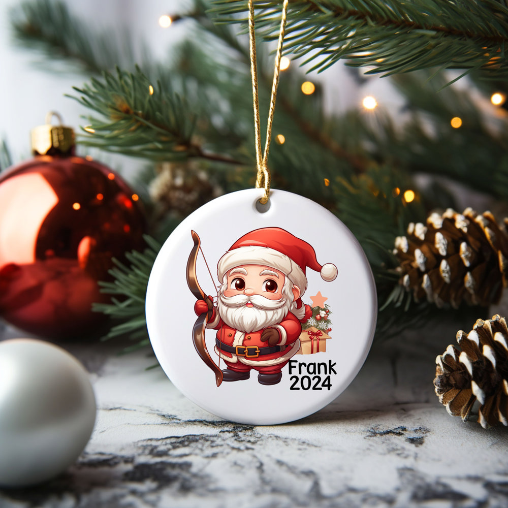 2024 Archery Santa Christmas Ceramic Ornament