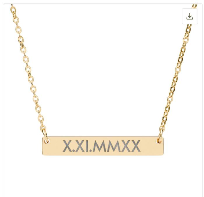 Engraved Bar Necklace, Gold, Rose gold or silver tone