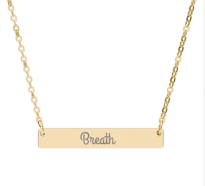 Engraved Bar Necklace, Gold, Rose gold or silver tone