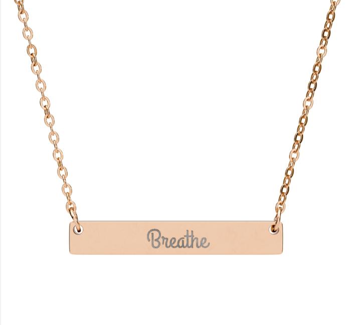 Engraved Bar Necklace, Gold, Rose gold or silver tone