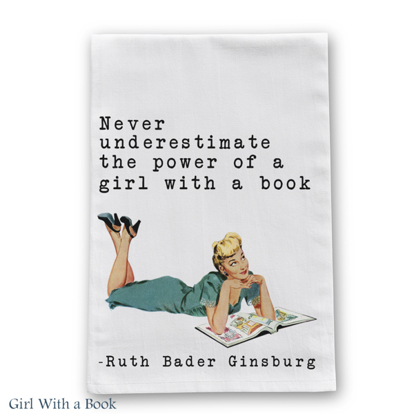 Girl With A Book Tea Towel