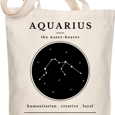 Aquarius Zodiac Sign Organic Tote