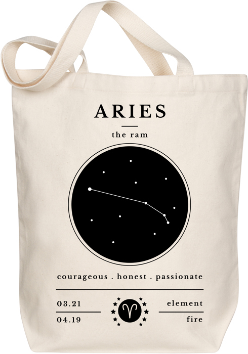 Aries Zodiac Sign Organic Tote