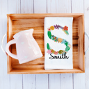  Floral Monogram Custom Tea Towel