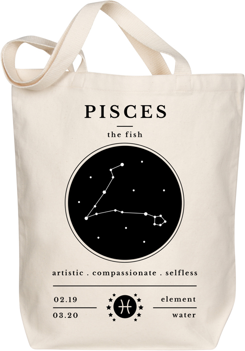 Pisces Zodiac Sign Organic Tote
