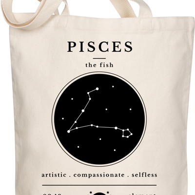 Pisces Zodiac Sign Organic Tote